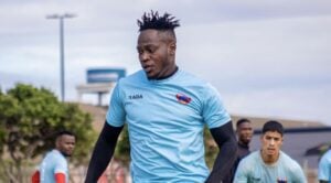 Chippa United striker Bienvenu Eva Nga during training session