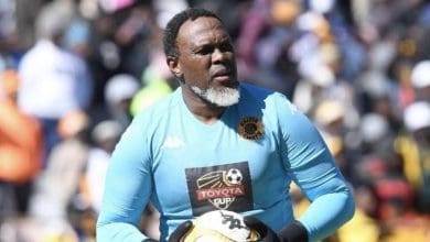 Former Kaizer Chiefs goalkeeper Brian Baloyi in action during the legends match - Picture courtesy of Brian Baloyi