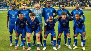 Cape Town City FC players posing for a picture before a game