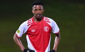 Cape Town Spurs midfielder Khaya Mfecane in action