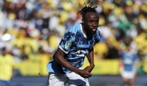Pyramids star Fiston Mayele in action against Mamelodi Sundowns