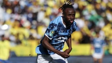 Pyramids star Fiston Mayele in action against Mamelodi Sundowns