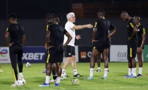 Hugo Broos and his Bafana Bafana players