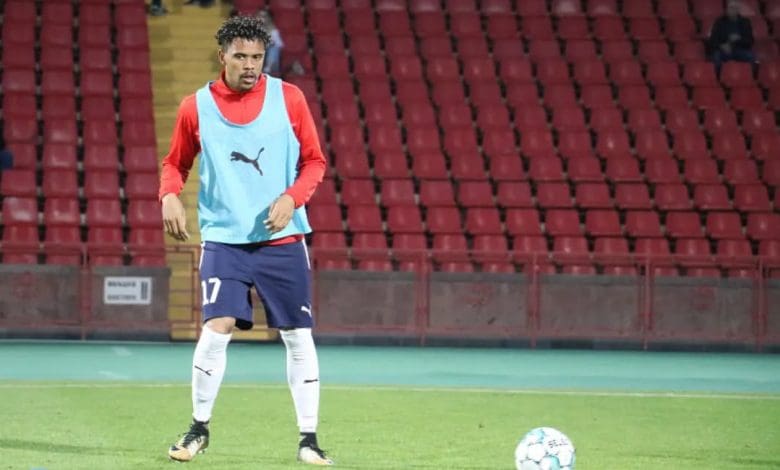 Orlando Pirates target Jaisen Clifford during the warm-up session