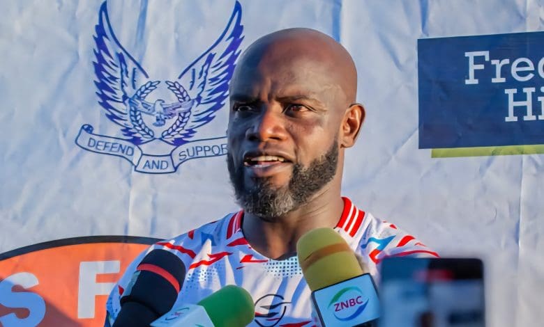 James Chamanga speaking to the media after his retirement in Zambia