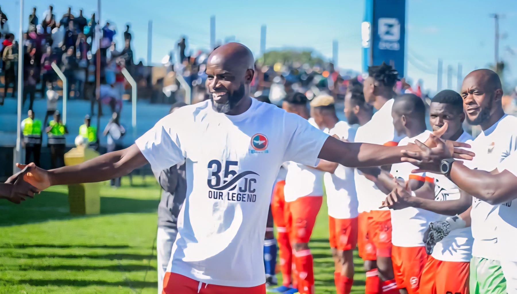 James Chamanga during a send-off after his announced he is retiring after a 25-year career. 