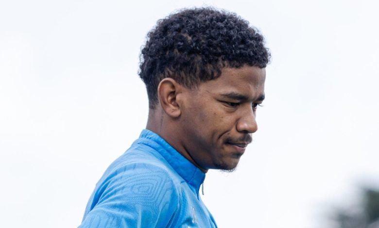 Mamelodi Sundowns midfielder Jayden Adams during a training session
