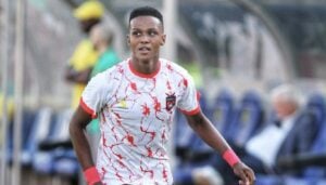 TS Galaxy defender Khulumani Ndamane during the warm-up session