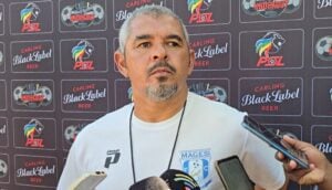 Clinton Larsen addressing the media before the Carling Knockout Final