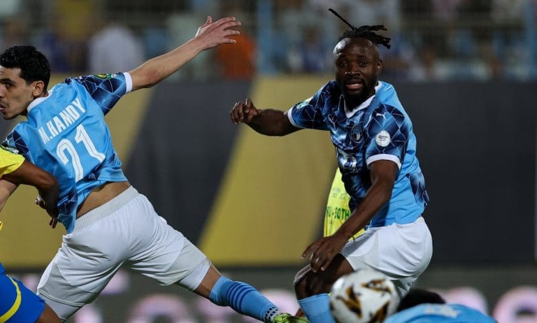 Mamelodi Sundowns in action against Pyramids FC in the CAF Champions League final