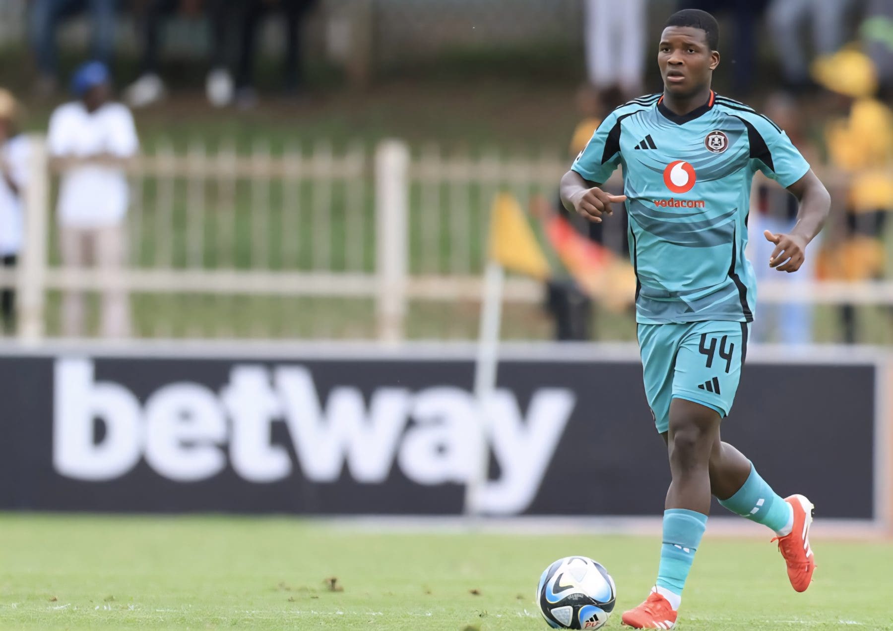 Mbekezeli Mbokazi in action for Orlando Pirates during a Betway Premiership match 