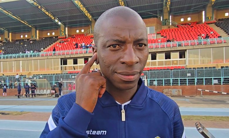 Musa Nyatama speaking to the media while he was at Leruma United
