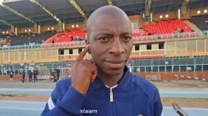 Musa Nyatama speaking to the media while he was at Leruma United