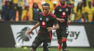 Orlando Pirates star Relebohile Mofokeng in action