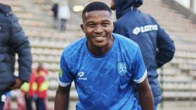 Durban City FC midfielder Saziso Magawana celebrating after winning the Motsepe Foundation Championship