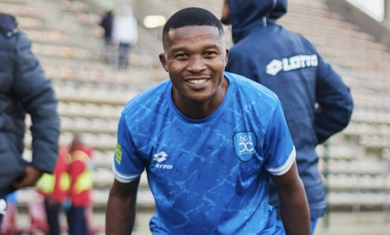 Durban City FC midfielder Saziso Magawana celebrating after winning the Motsepe Foundation Championship