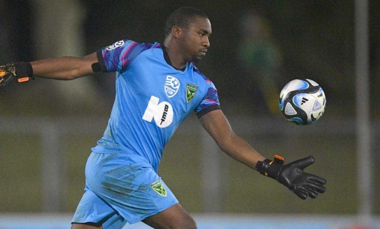 Golden Arrows goalkeeper Sifiso Mlungwana in action