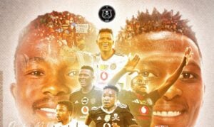 Thabiso Monyane and Paseka Mako of Orlando Pirates
