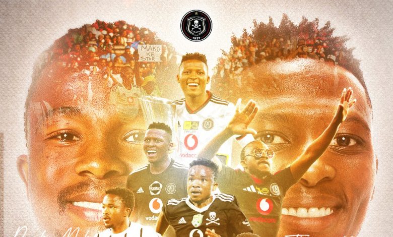 Thabiso Monyane and Paseka Mako of Orlando Pirates