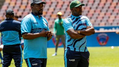 Chippa United DStv Diski Challenge coach, Carlos Mtshamba with Thabo September