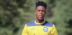 Yanela Mbuthuma during Richards Bay FC's training session