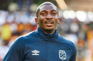 Aprocius Petrus running during a warm up at Cape Town City
