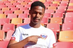 Azola Ntsabo during his unveiling by Betway Premiership side Chippa United