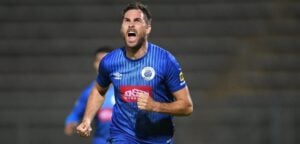 Bradley Grobler in celebratory mood after scoring a goal for SuperSport United