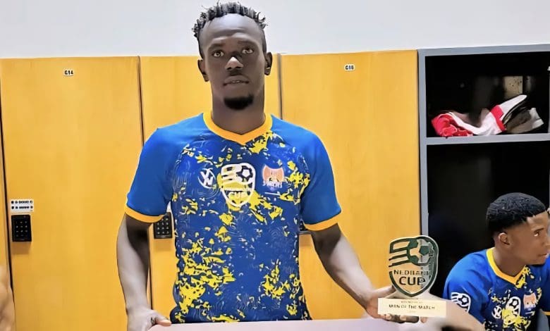 Chris Matombo after winning a man of the match award at JDR Stars.