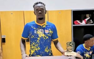 Chris Matombo after winning a man of the match award at JDR Stars.