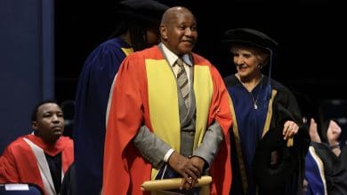 Kaizer Motaung being conferred with an honorary doctorate by the Wits University’s Faculty of Commerce, Law and Management.
