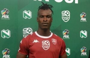 Edwin Gyimah after winning a man of the match award at Sekhukhune United