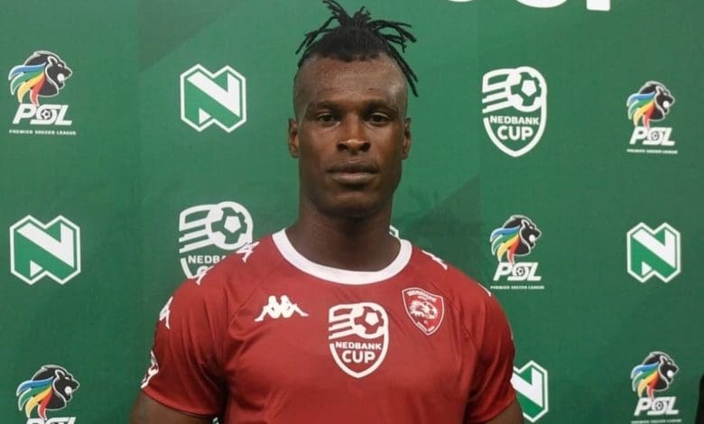 Edwin Gyimah after winning a man of the match award at Sekhukhune United