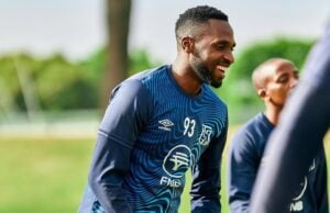 Fortune Makaringe during a Cape Town City FC training session