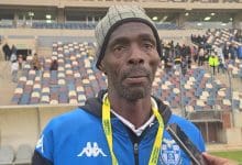 Humphrey Mlwane conducting an interview with the media at the ABC Motsepe League playoffs