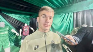 AmaZulu FC defender Keegan Allan speaking with media