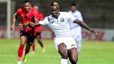 Khuda Muyaba in action against TS Galaxy