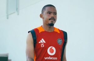 Oswin Appollis walking to training during a pre-season camp with Orlando Pirates in Spain