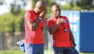 Richards Bay FC co-coaches Papi Zothwane during the training session