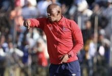Orbit College coach Pogiso Makhoye giving instructions to his team