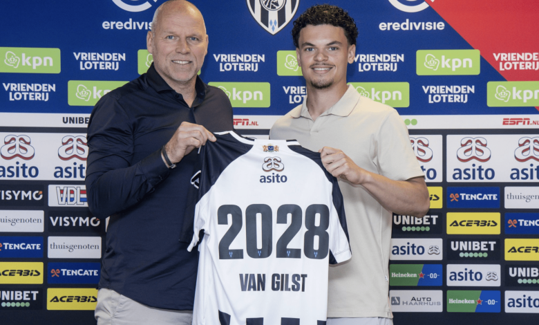 Tristan van Gilst being unveiled by Dutch topflight club Heracles Almelo.