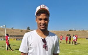 Rivaldo Coetzee talking to the media at the ABC Motsepe League national playoffs