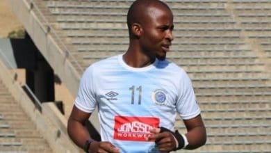 Striker Terrence Dzvukamanja in SuperSport United's colors