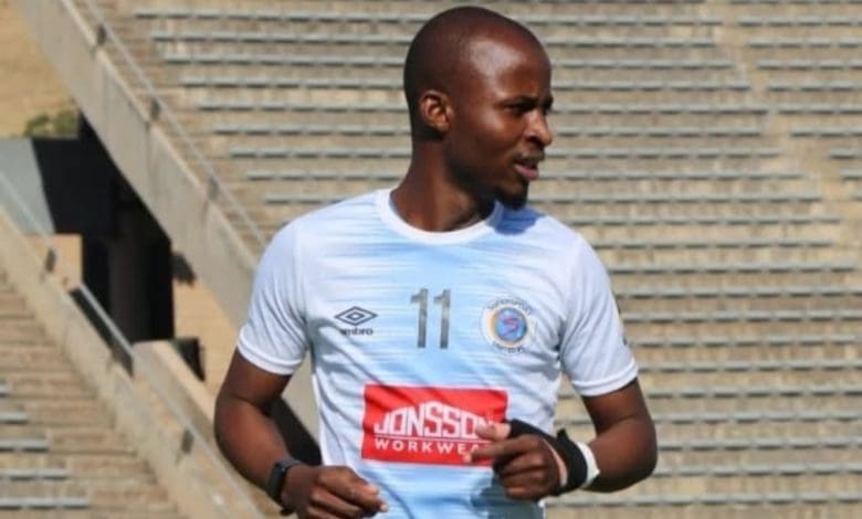 Striker Terrence Dzvukamanja in SuperSport United's colors