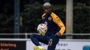 Kaizer Chiefs midfielder Thabo Cele in action during training session