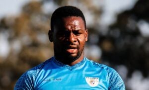 Badra Ali Sangaré wearing Baroka FC colours at their training session