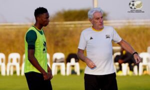 Hugo Broos at training. Picture courtesy of Bafana Bafana/X