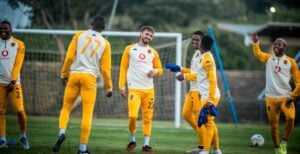 Kaizer Chiefs players including new signings such as Nkanyiso Shinga, Flavio Silva, and Ethan Chislett.