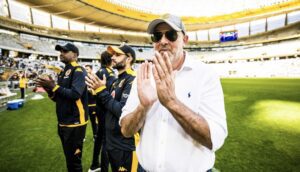 Nasreddine Nabi, Khalil Ben Youssef and Cedric Kaze of Kaizer Chiefs