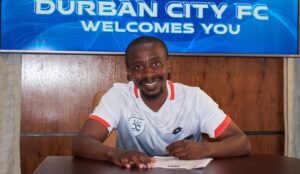 Thabo Nodada being unveiled by Premier Division side Durban City